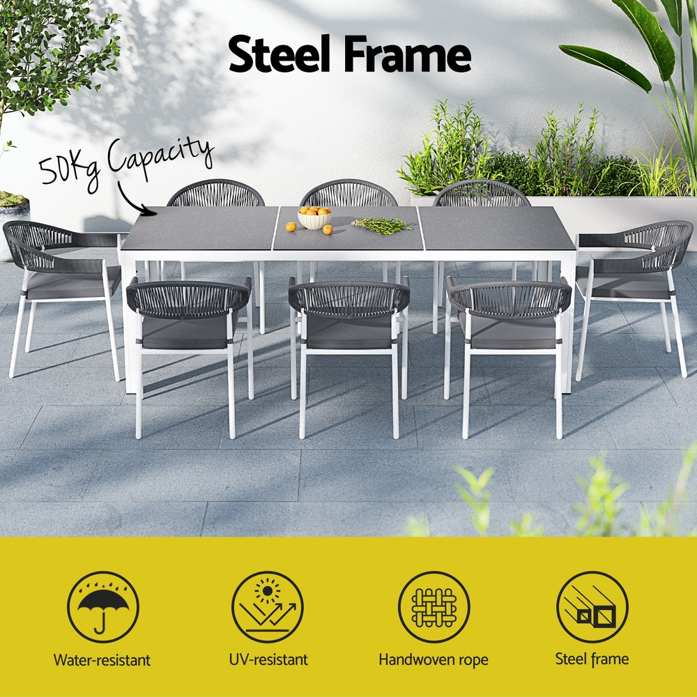 Mooloolaba 9 Piece Outdoor Dining Set - Grey