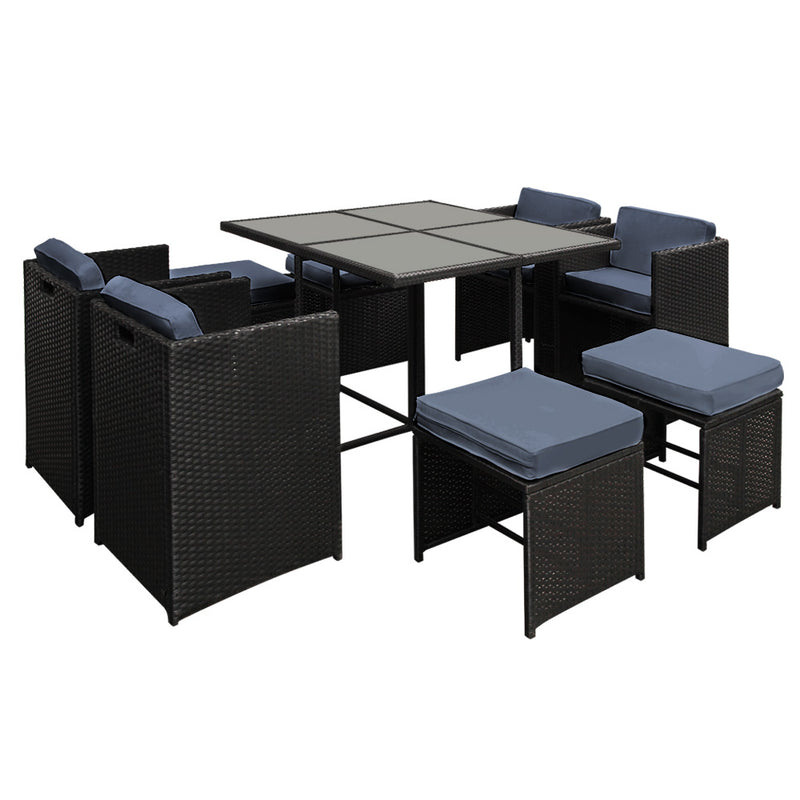 9 Piece Harvey Outdoor Dining Set - Black