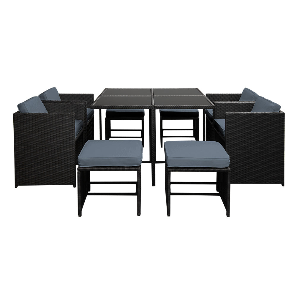 9 Piece Harvey Outdoor Dining Set - Black