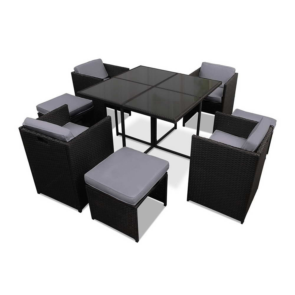 9 Piece Harvey Outdoor Dining Set - Black