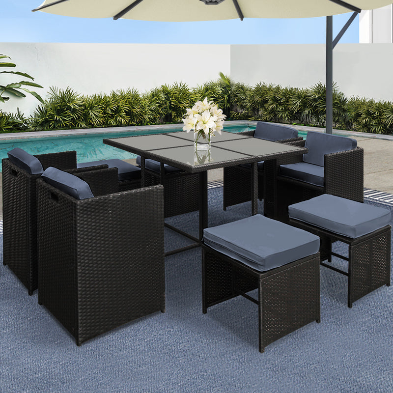 9 Piece Harvey Outdoor Dining Set - Black