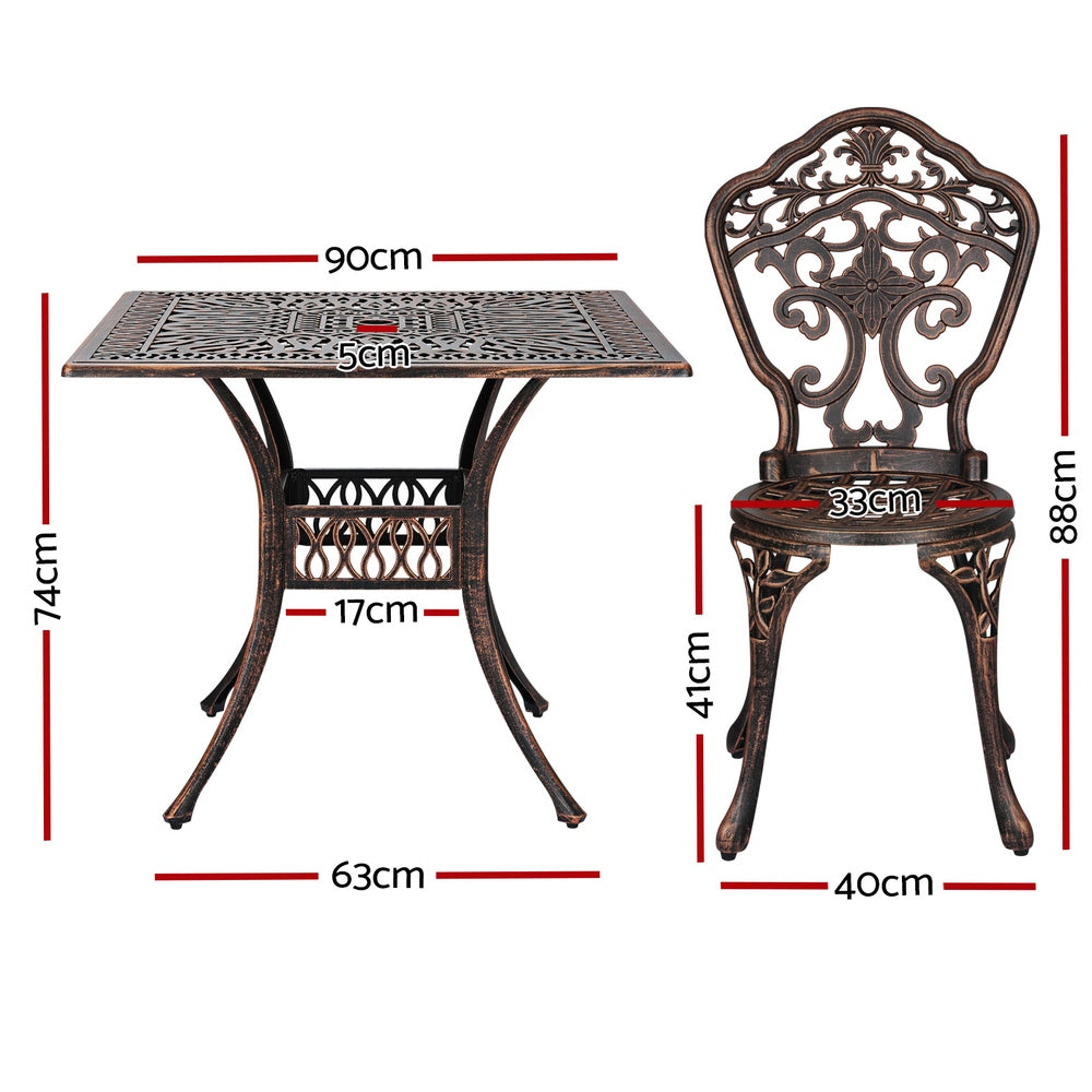 5 Piece Aiden Aluminium Garden Patio Set - Bronze