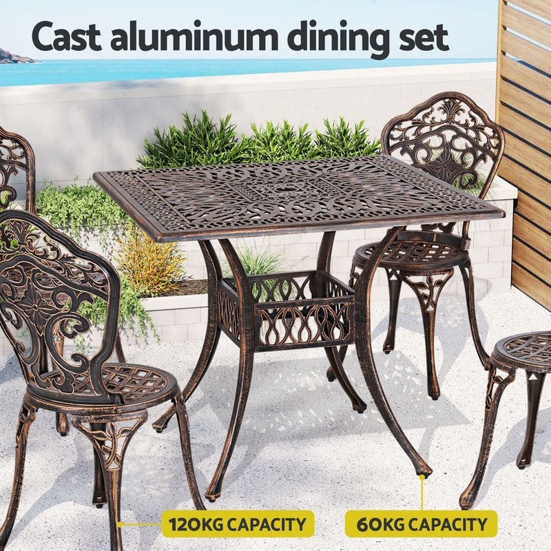 5 Piece Aiden Aluminium Garden Patio Set - Bronze