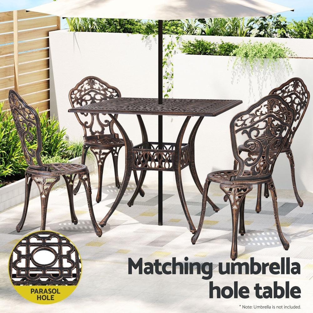 5 Piece Aiden Aluminium Garden Patio Set - Bronze