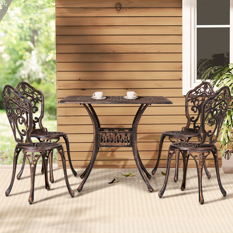 5 Piece Aiden Aluminium Garden Patio Set - Bronze