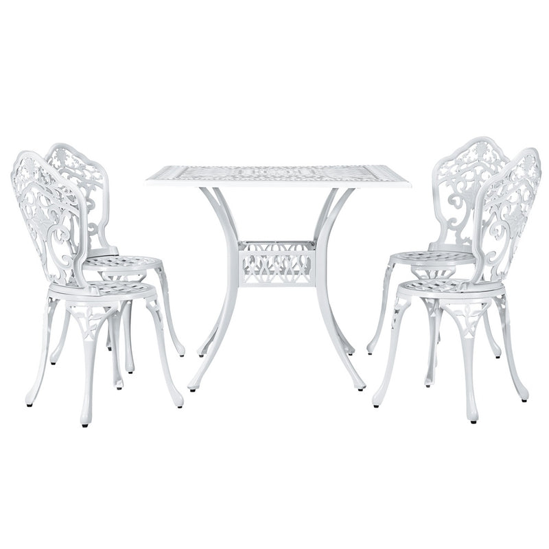 5 Piece Aiden Aluminium Garden Patio Set - White