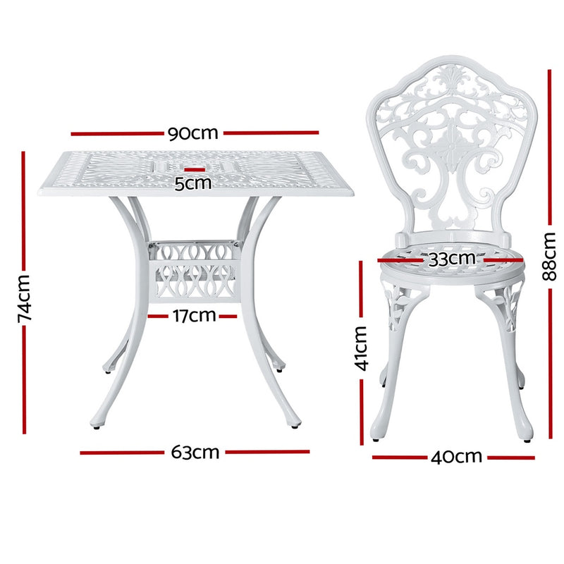 5 Piece Aiden Aluminium Garden Patio Set - White