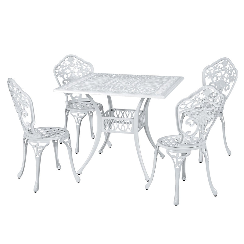 5 Piece Aiden Aluminium Garden Patio Set - White