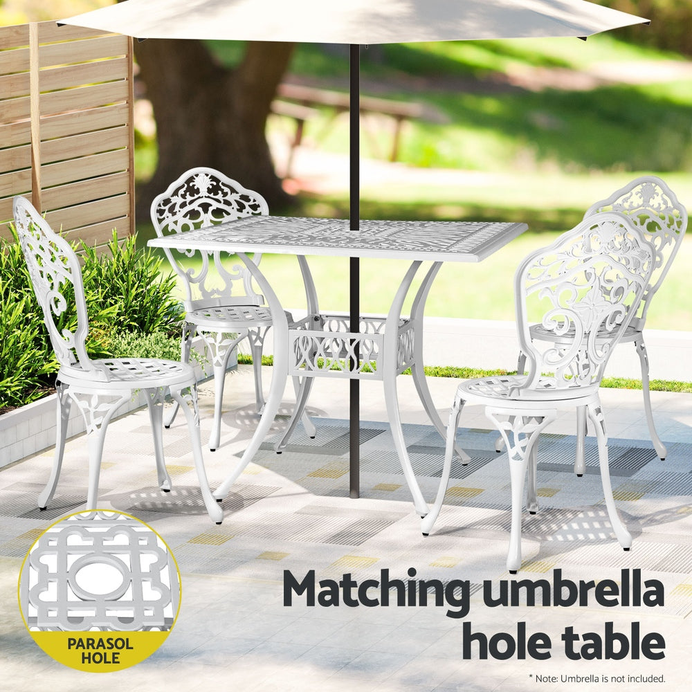 5 Piece Aiden Aluminium Garden Patio Set - White