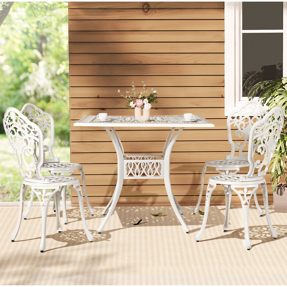 5 Piece Aiden Aluminium Garden Patio Set - White