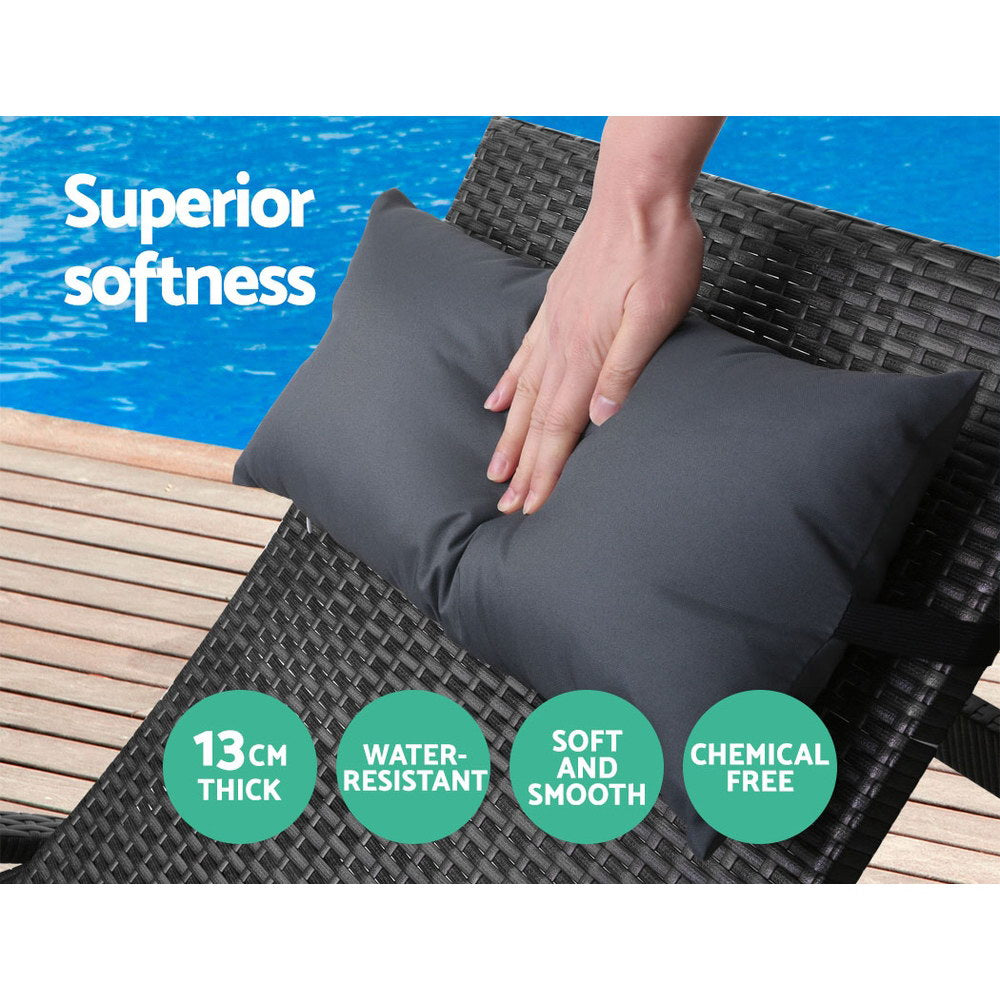 Sun Lounge Wicker Adjustable Backrest Outdoor Beach Chair with Armrest - Black
