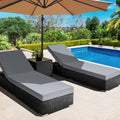 3PC Outdoor Wicker Sun Lounge Set with Day Bed and Cushions - Beige/Grey/Red