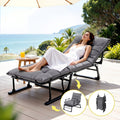 3-in-1 Sun Lounger Folding Camping Chair Adjustable Recliner Patio Furniture for Office Nap, Poolside