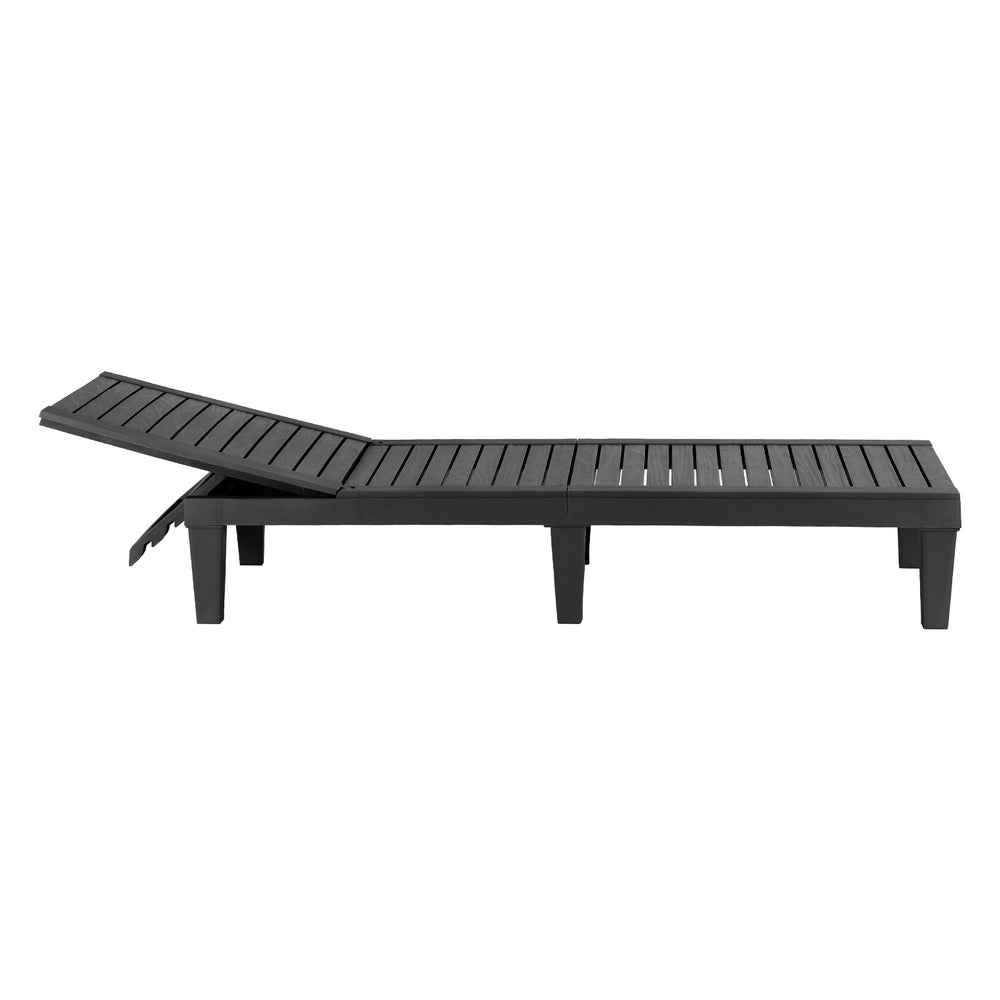 Adjustable Sun Lounge Recliner Patio Outdoor Furniture Lightweight - Black
