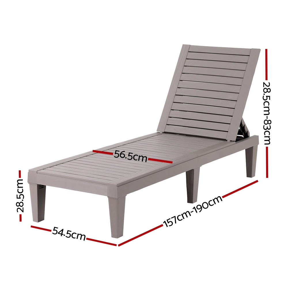 Adjustable Recliner Sun Lounge Patio Outdoor Furniture Lightweight - Brown