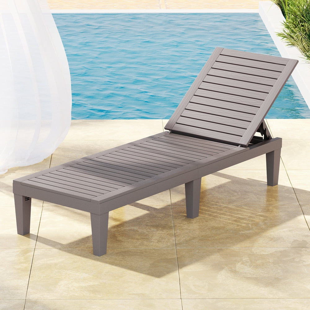 Adjustable Recliner Sun Lounge Patio Outdoor Furniture Lightweight - Brown