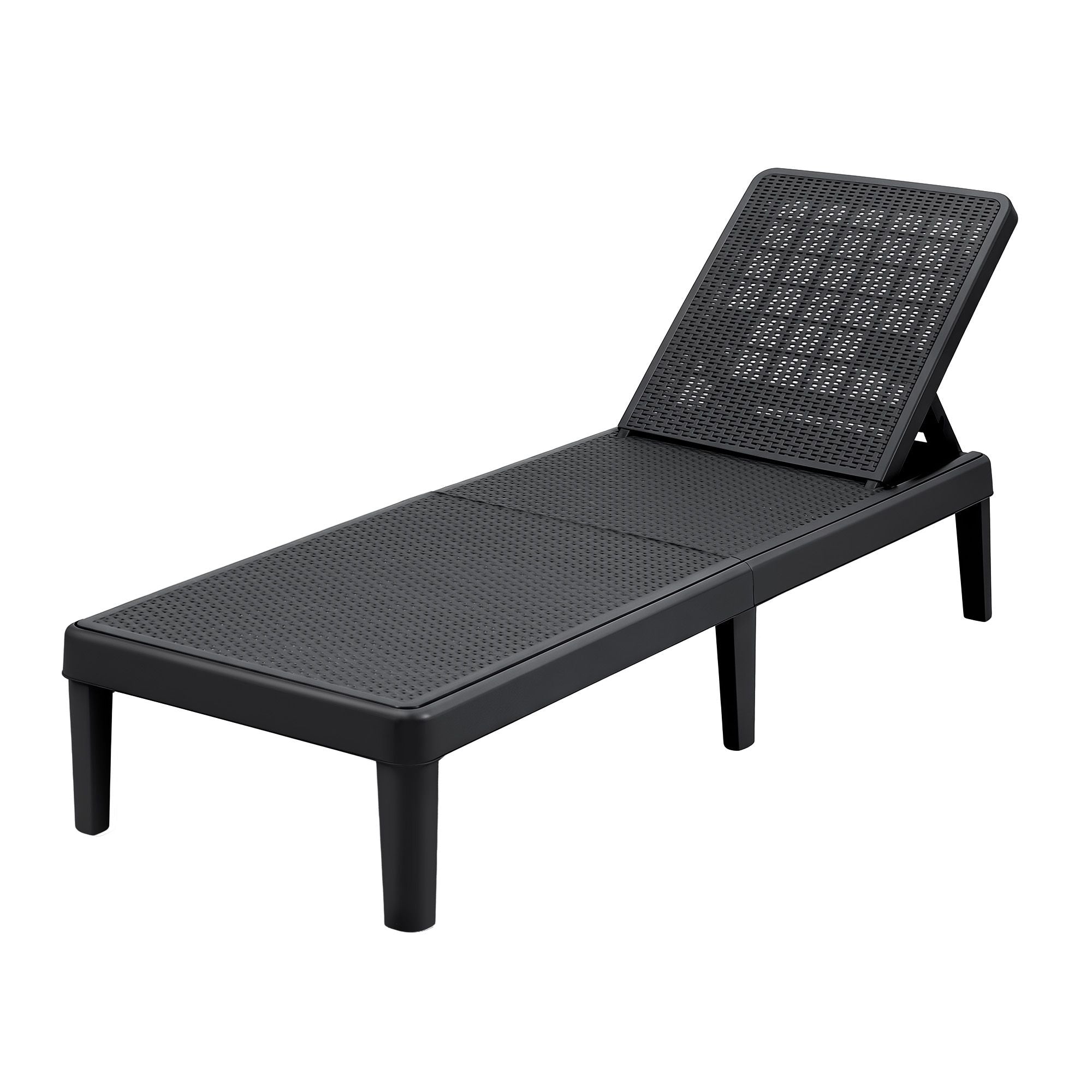 Sun Lounge Adjustable Lounger Patio Outdoor Furniture Lightweight Black