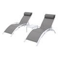 3PC Sun Lounge Outdoor Lounger Table Chairs Steel Patio Furniture Garden