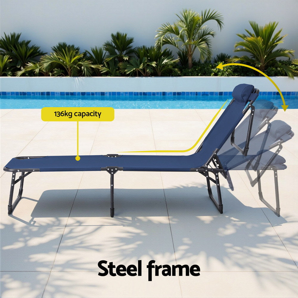Sun Lounger Folding Lounge Beach Chair Patio Outdoor Furniture
