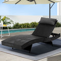 Sun Lounge Wicker Adjustable Outdoor Beach Chair - Black