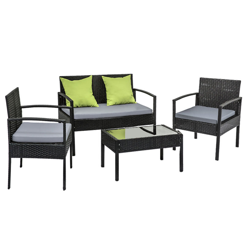 Outdoor Sofa Set Wicker Lounge Setting Table and Chairs Patio Furniture