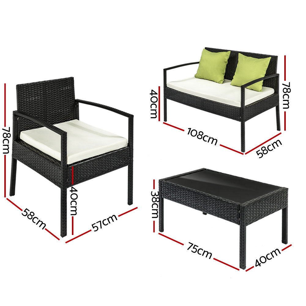 Outdoor Sofa Set Wicker Lounge Setting Table and Chairs Patio Furniture