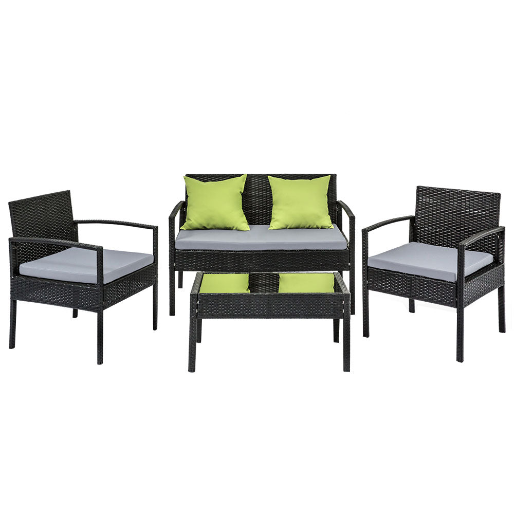 Outdoor Sofa Set Wicker Lounge Setting Table and Chairs Patio Furniture