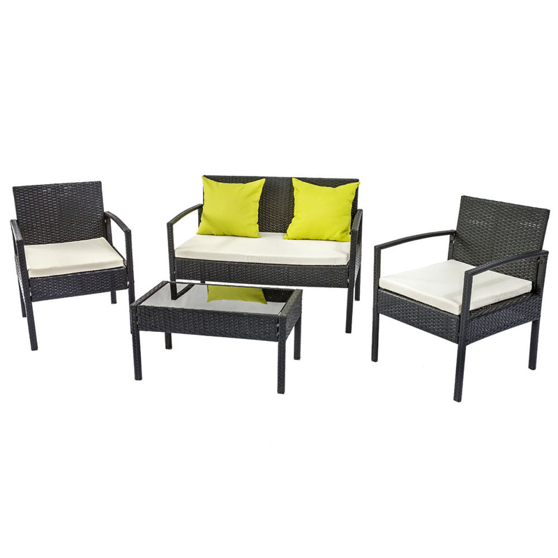 Outdoor Sofa Set Wicker Lounge Setting Table and Chairs Patio Furniture