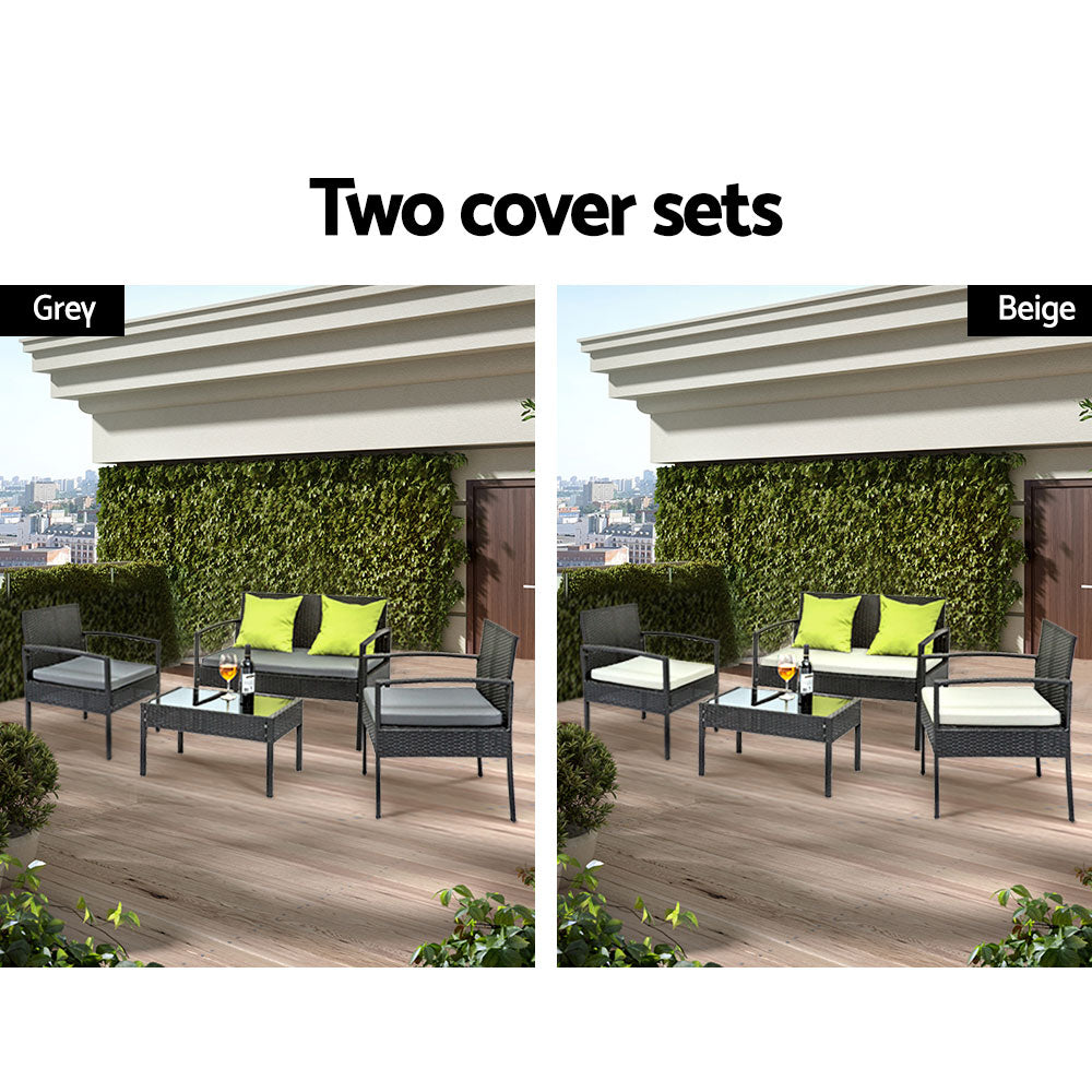 Outdoor Sofa Set Wicker Lounge Setting Table and Chairs Patio Furniture