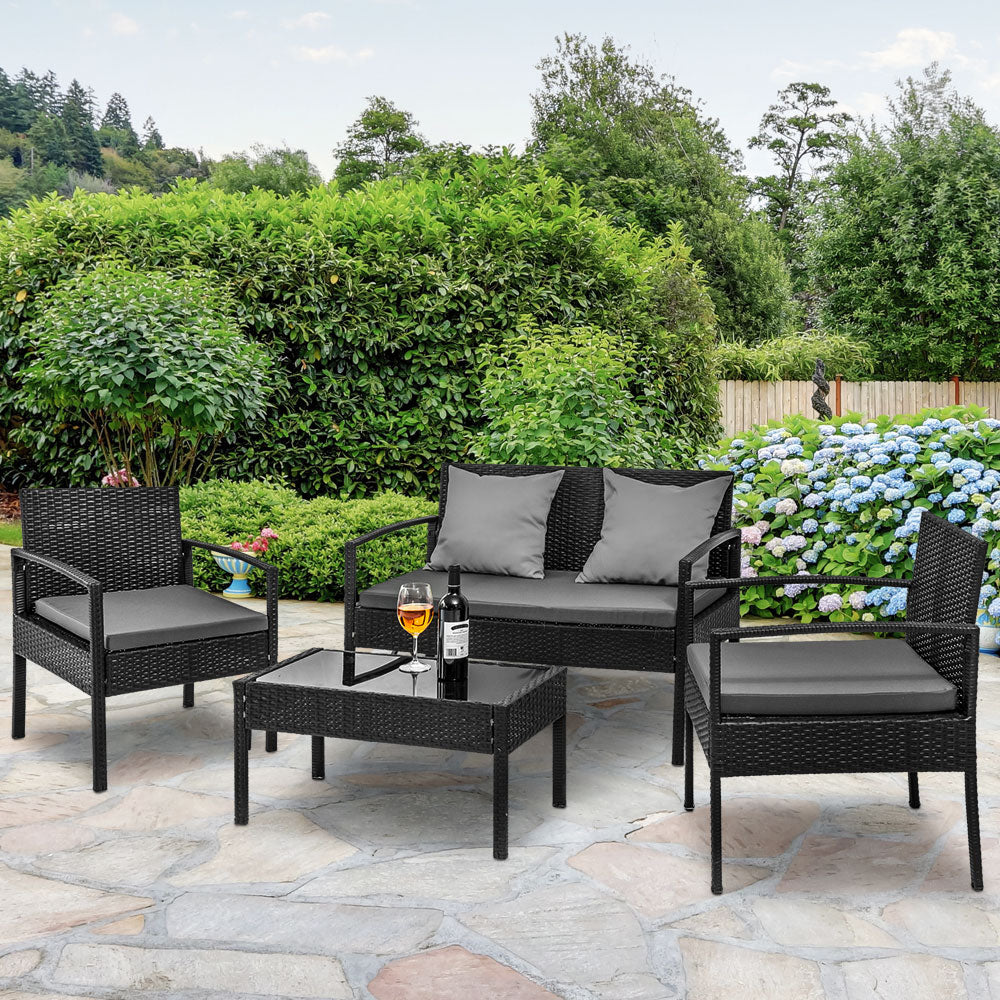 Outdoor Sofa Set Wicker Lounge Setting Table and Chairs Patio Furniture