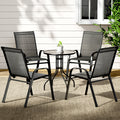 5PC Stackable Bistro Outdoor Table and Chairs Set - Black