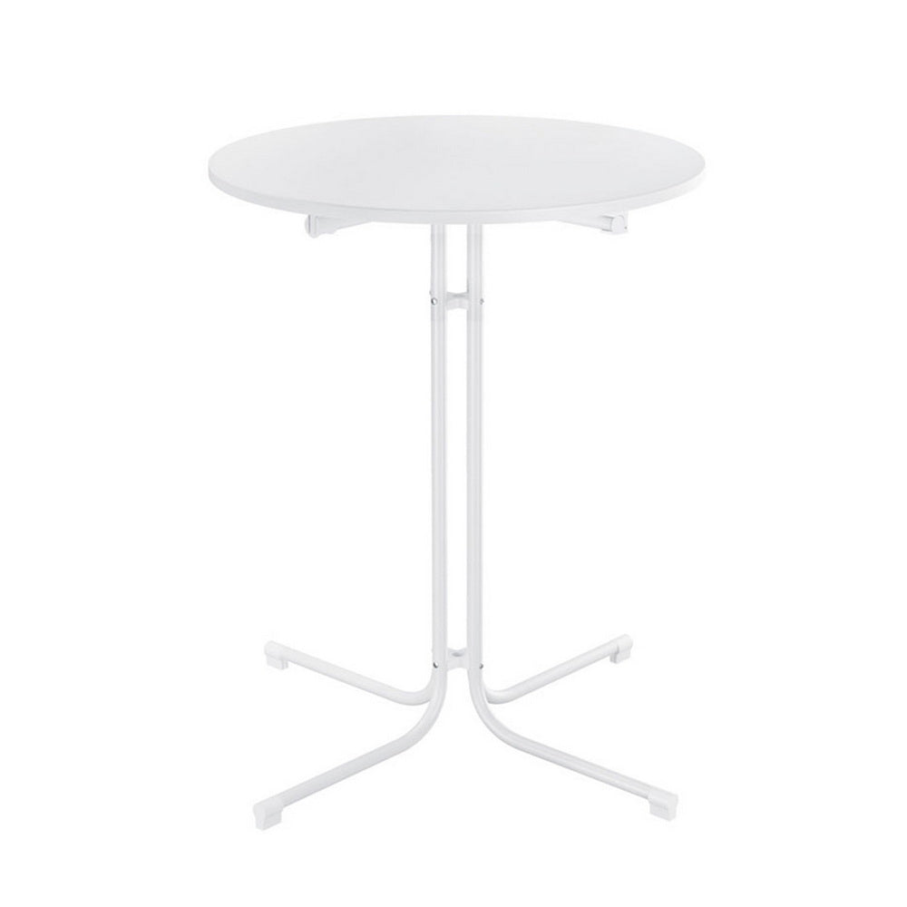 Outdoor Bar Table Round Folding Desk Top 109cm Patio Furniture White