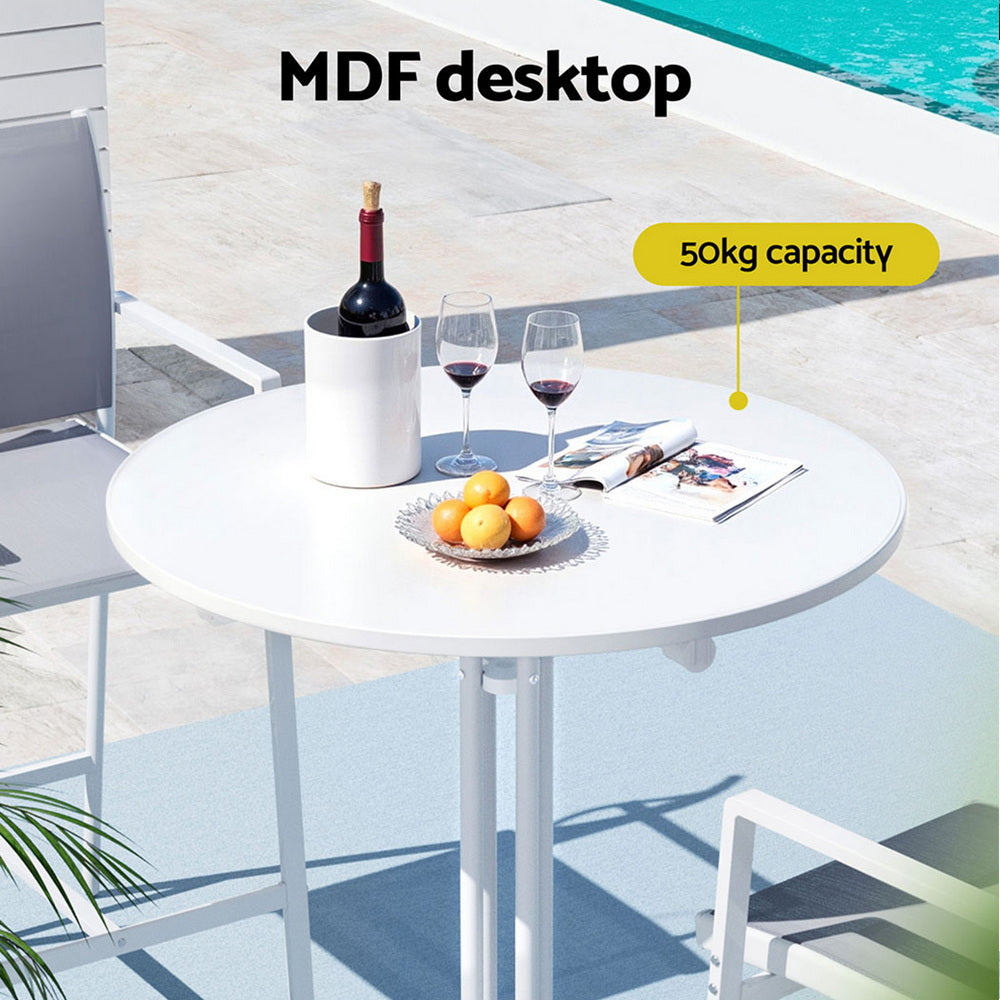 Outdoor Bar Table Round Folding Desk Top 109cm Patio Furniture White