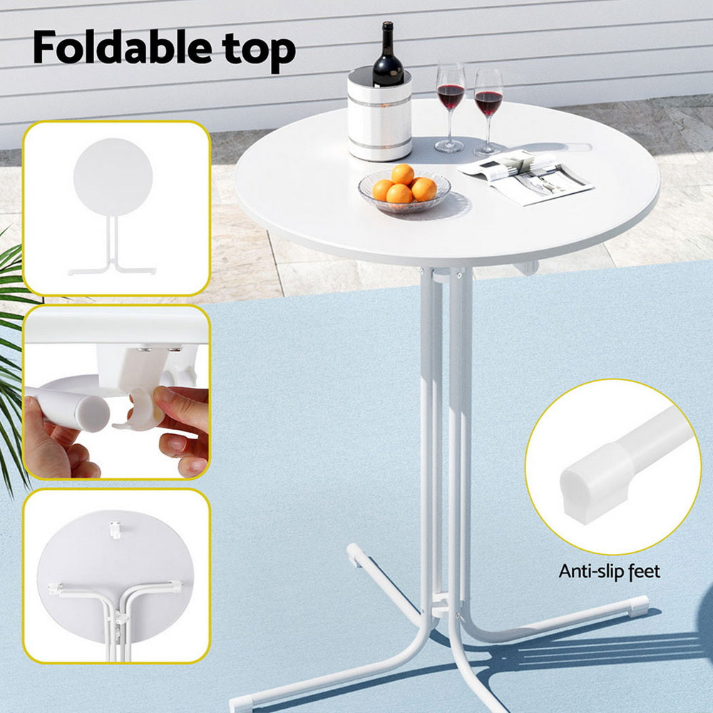 Outdoor Bar Table Round Folding Desk Top 109cm Patio Furniture White