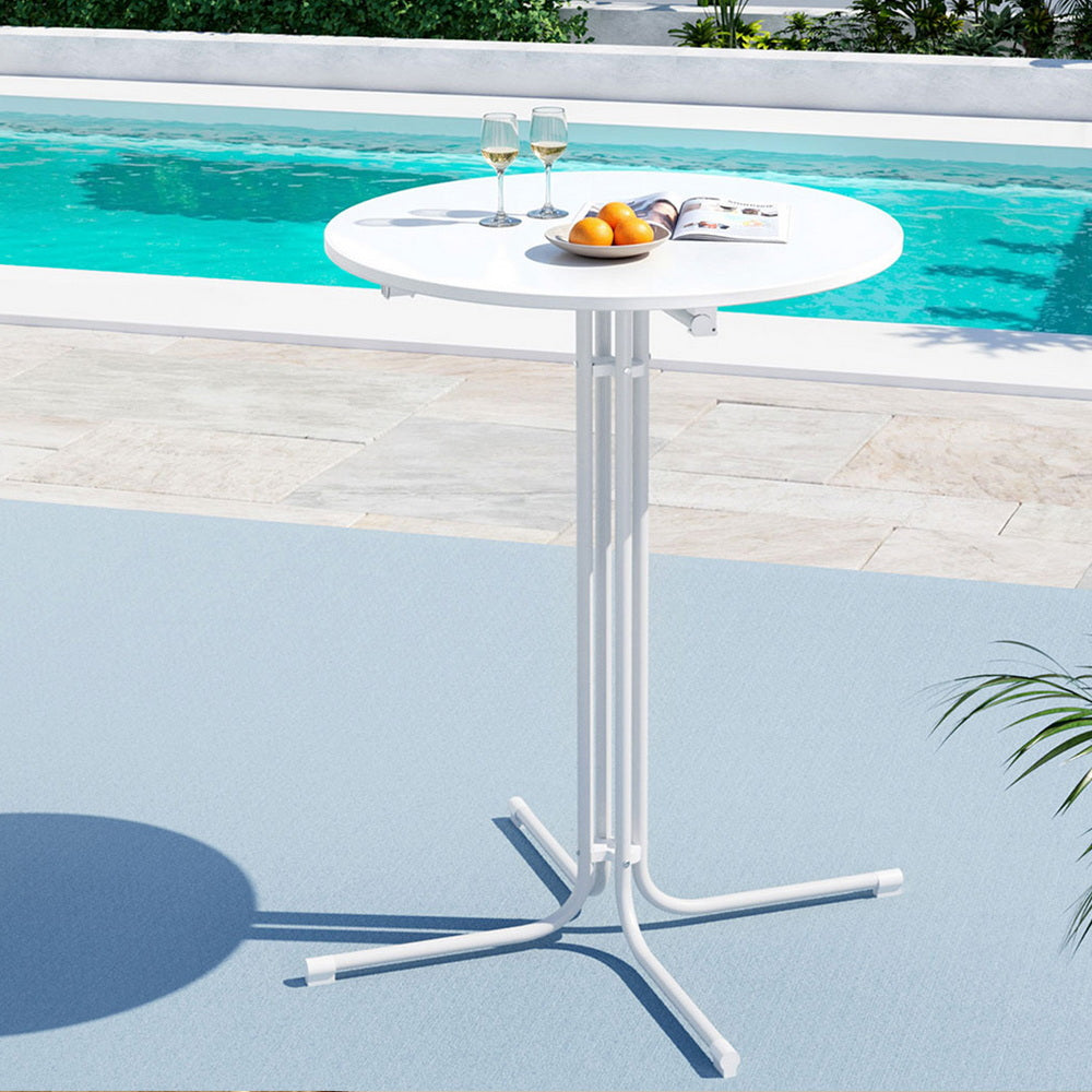 Outdoor Bar Table Round Folding Desk Top 109cm Patio Furniture White