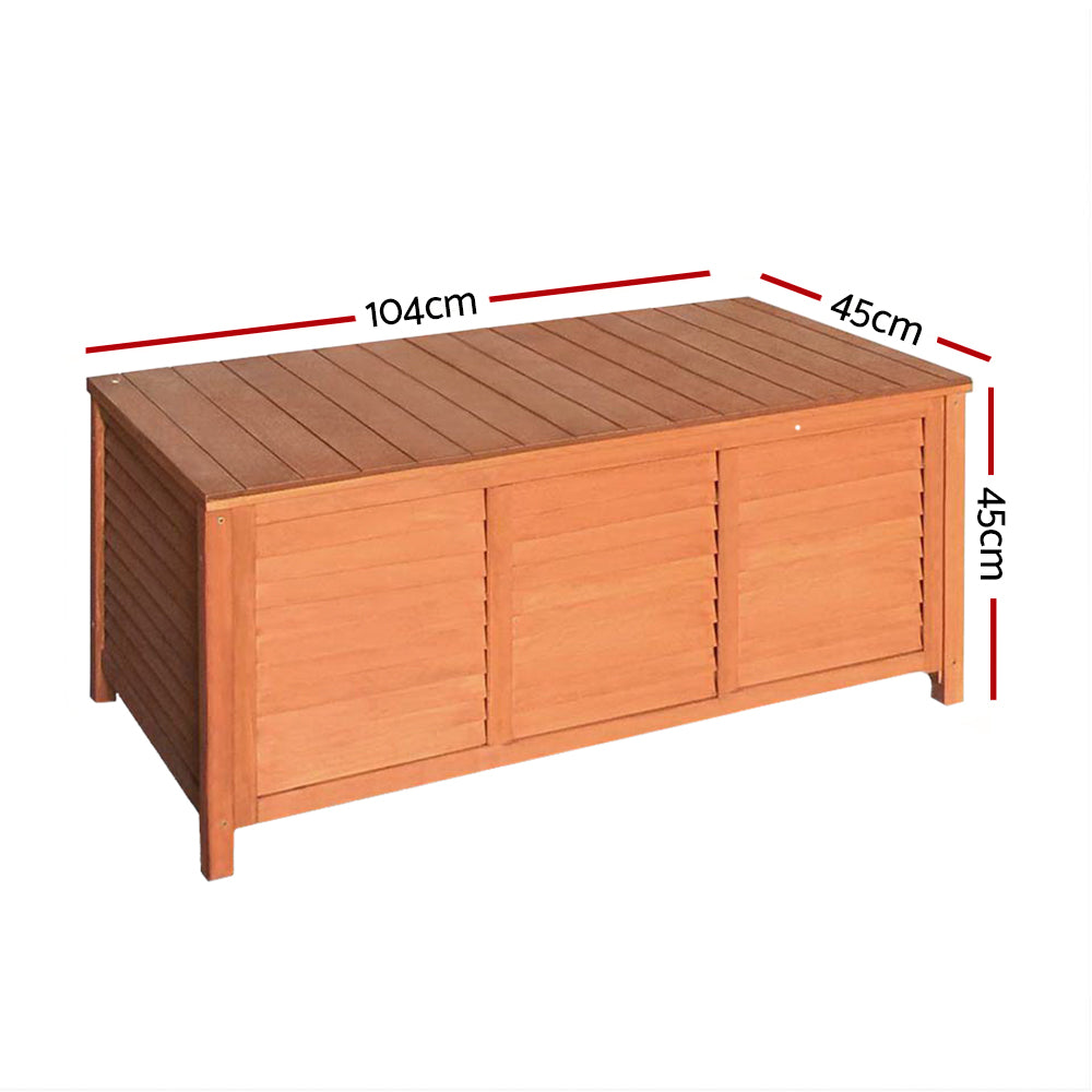 Outdoor Storage Bench Box 210L Wooden Patio Garden Seat - Natural Wood