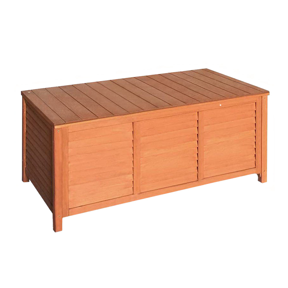 Outdoor Storage Bench Box 210L Wooden Patio Garden Seat - Natural Wood