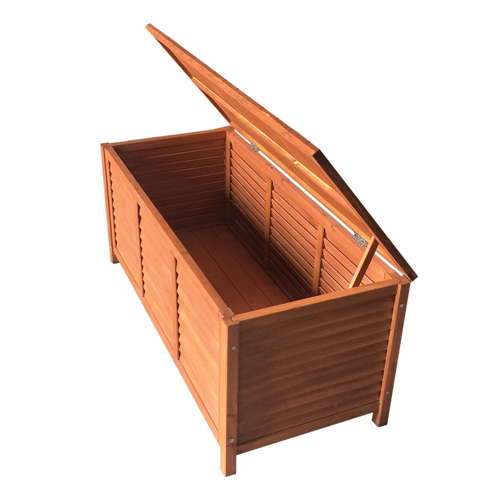 Outdoor Storage Bench Box 210L Wooden Patio Garden Seat - Natural Wood