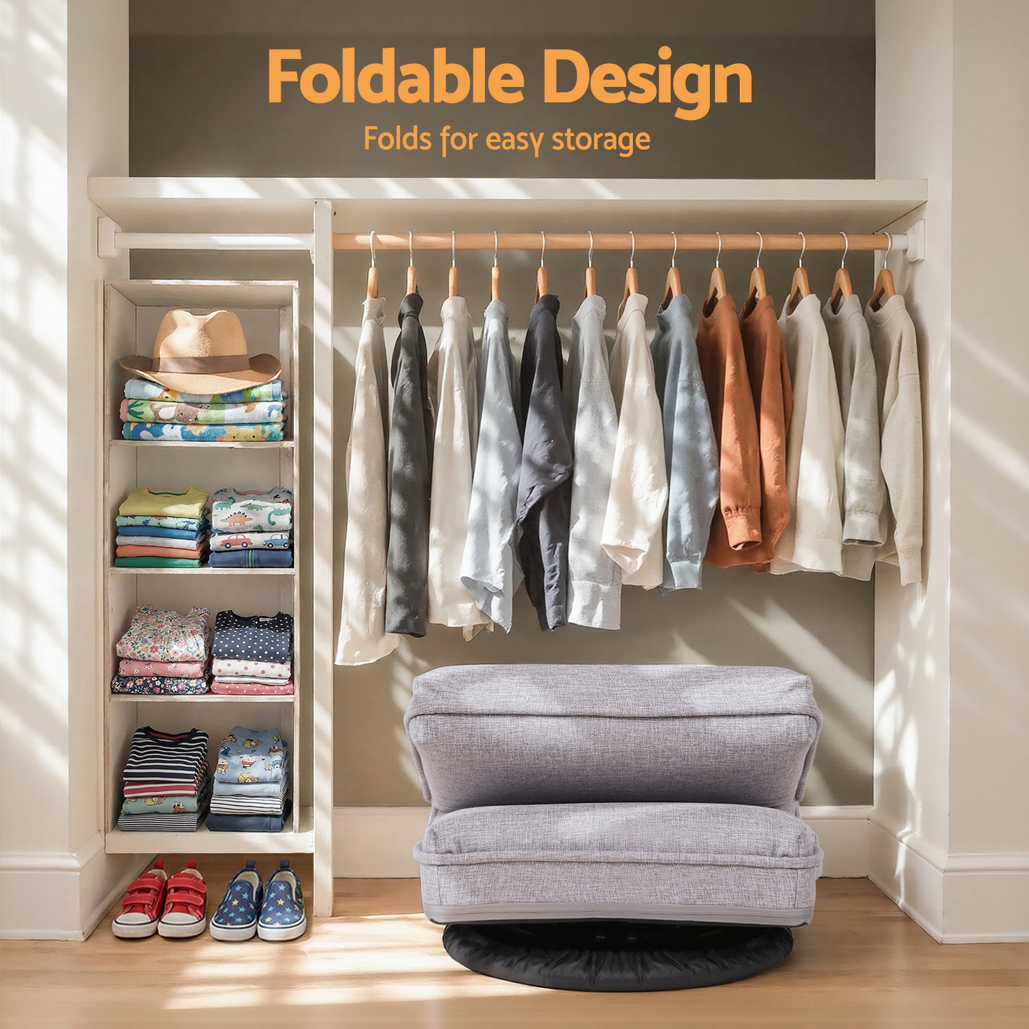 Swivel 360 Adjustable Foldable Floor Lounge Chair - Grey