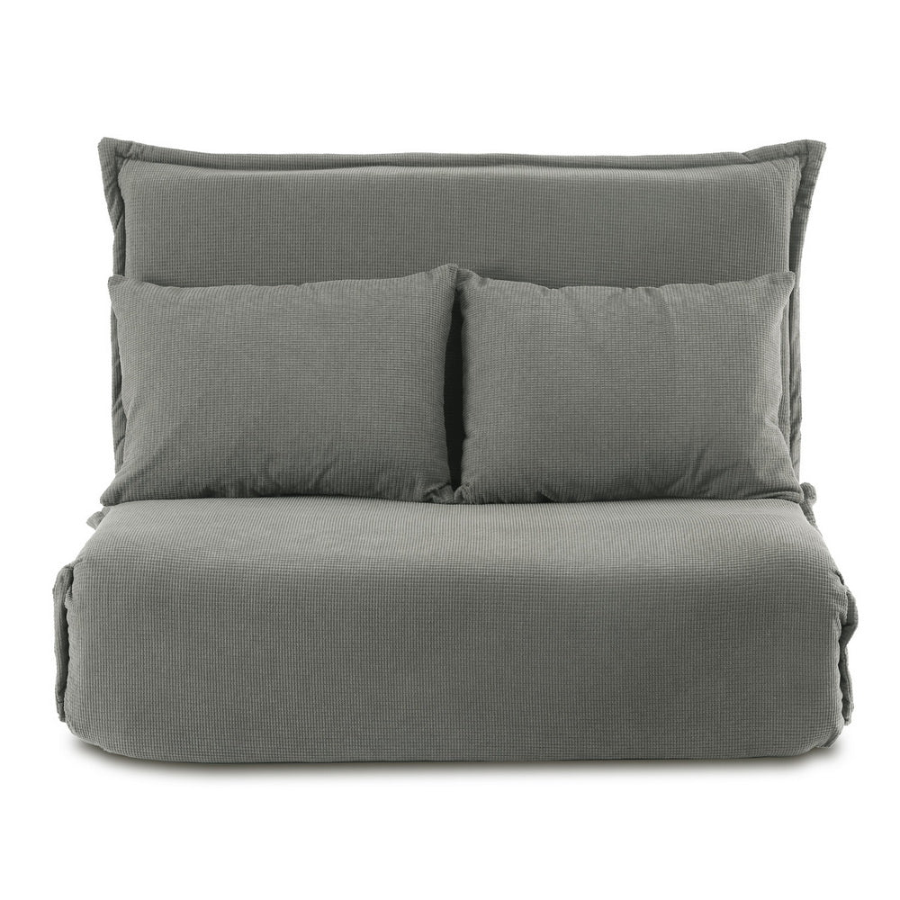 Floor Lounge Sofa Bed Foldable 2 Seater Grey