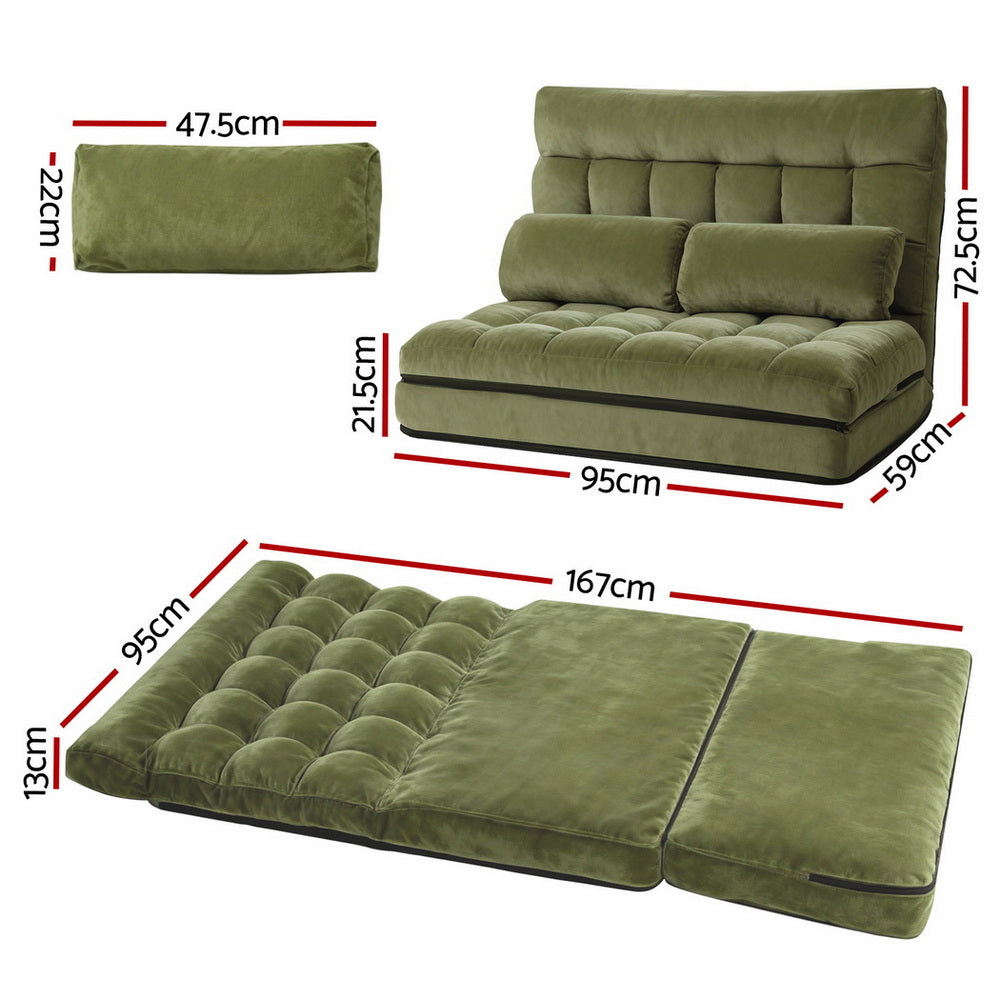 Sofa Bed 2 seater Green Fabric
