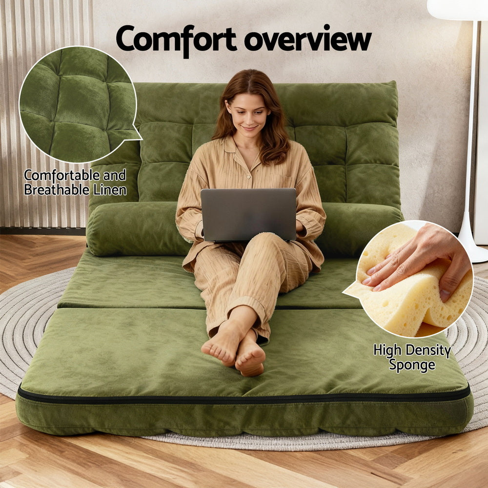 Sofa Bed 2 seater Green Fabric