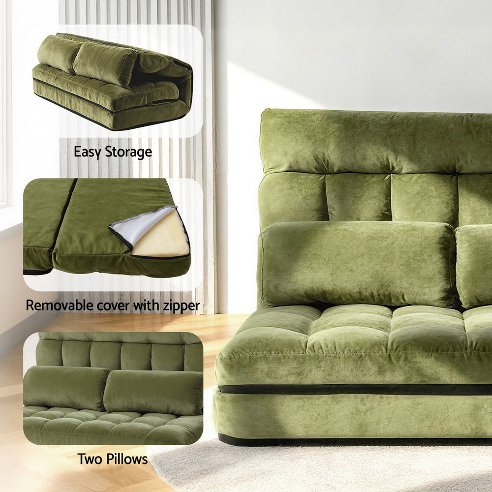 Sofa Bed 2 seater Green Fabric