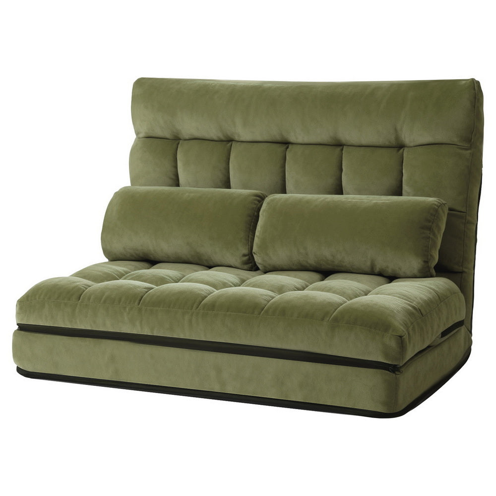 Sofa Bed 2 seater Green Fabric
