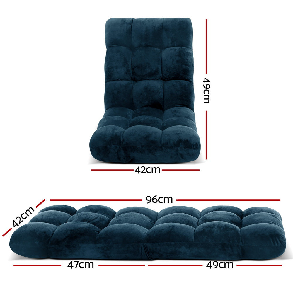 Floor Lounge Sofa Bed Flannel Fabric Navy