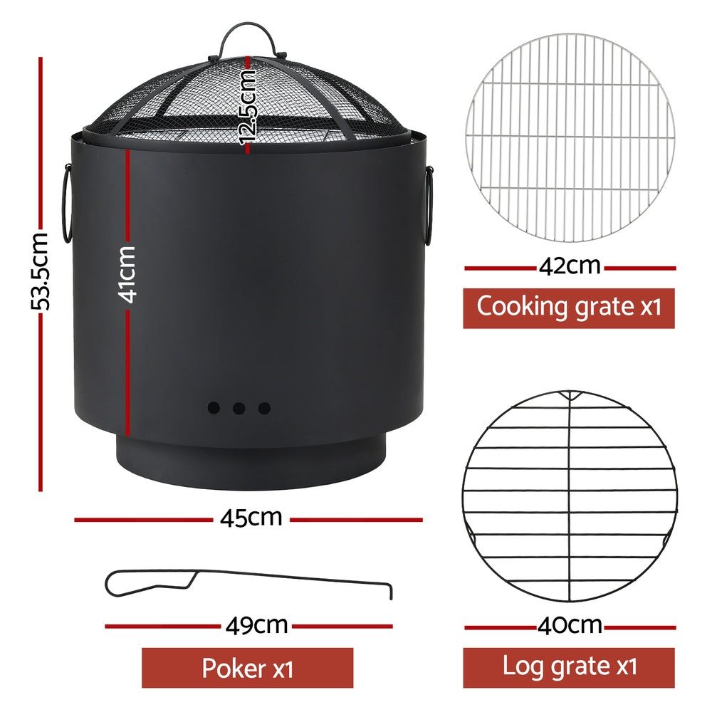 Fire Pit BBQ Portable Deep Bowl Outdoor Fireplace