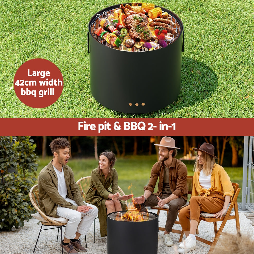 Fire Pit BBQ Portable Deep Bowl Outdoor Fireplace