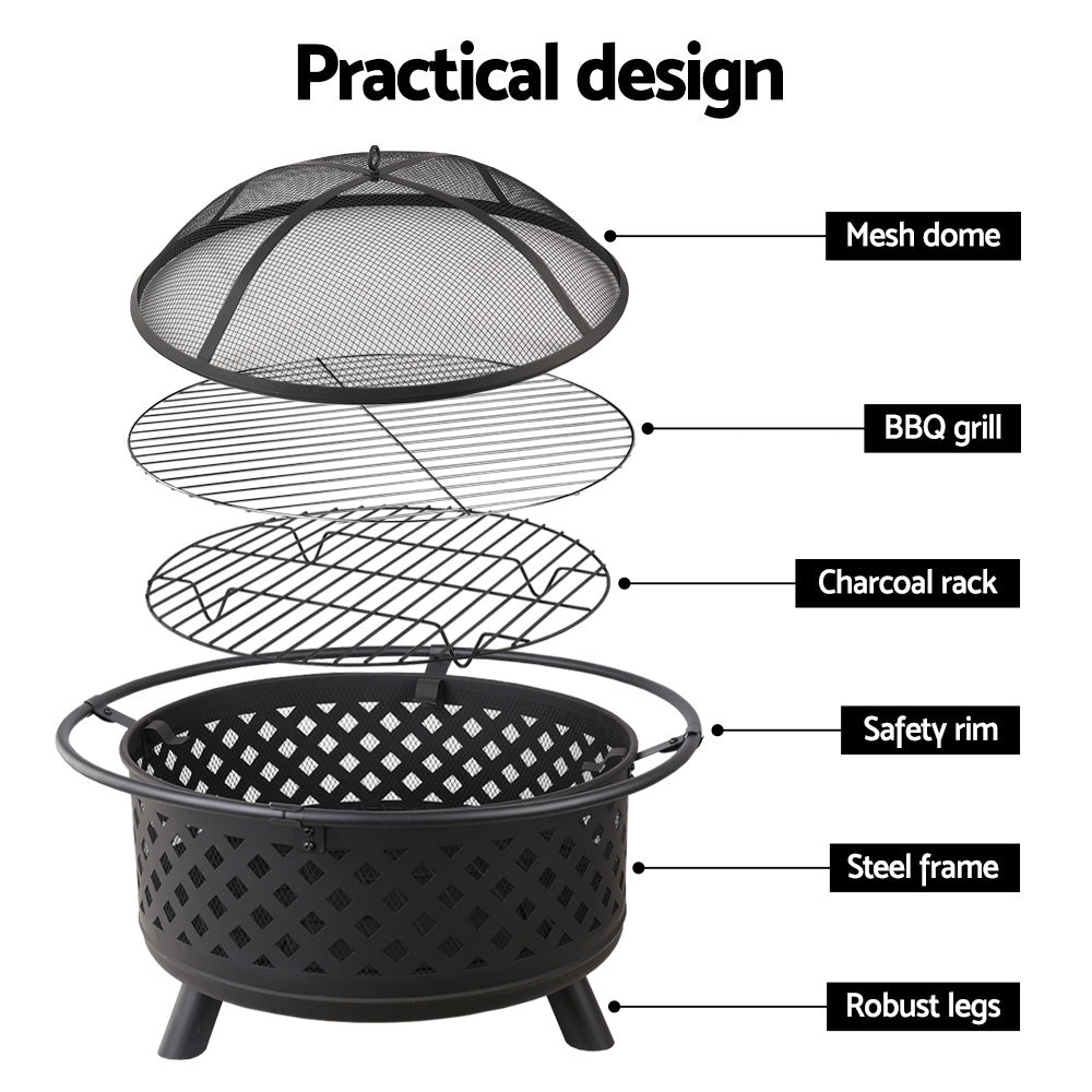 Fire Pit BBQ Grill 76cm