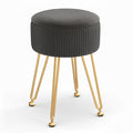 Ottoman Storage Foot Stool Vanity Velvet Round Grey