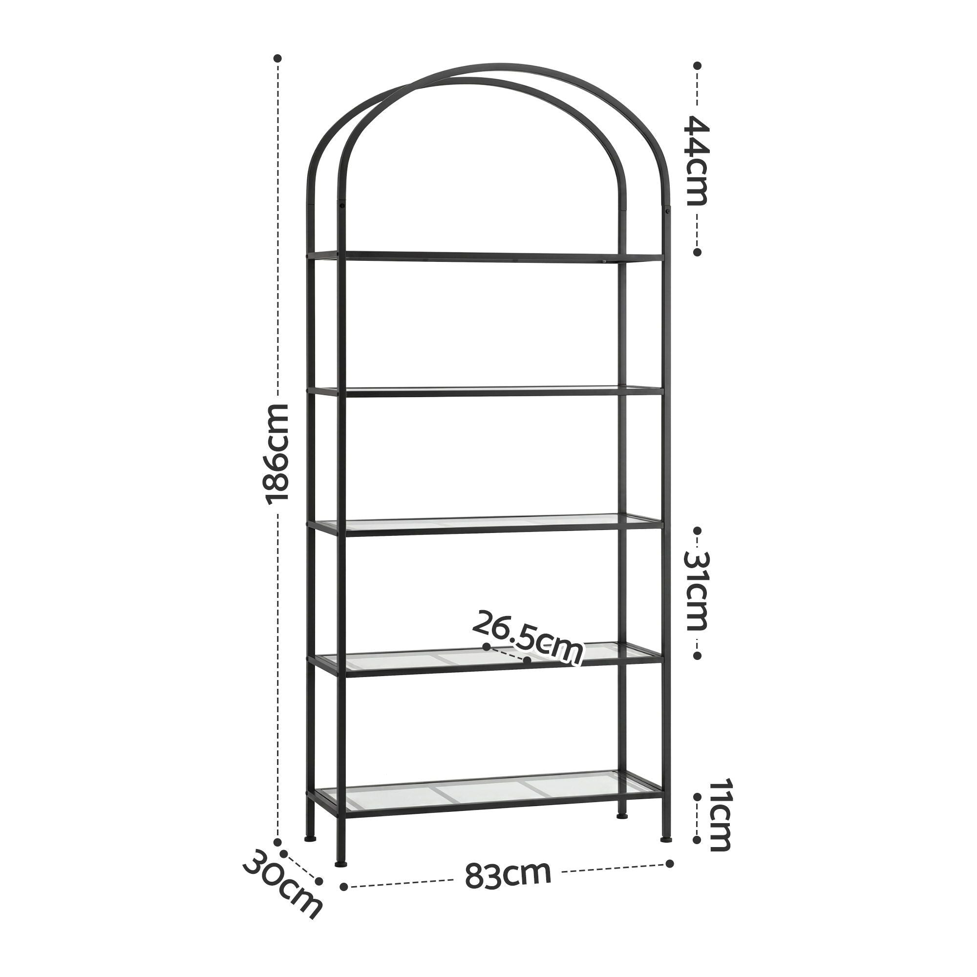 5 Tiers Bookshelf Industrial Etagere Bookcase Display Shelf Black